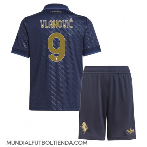 Camiseta Juventus Dusan Vlahovic #9 Tercera Equipación Replica 2024-25 para niños mangas cortas (+ Pantalones cortos)